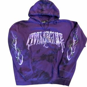 Civil Regime Purple Lightning Marbled Hoodie LARGE NWOT